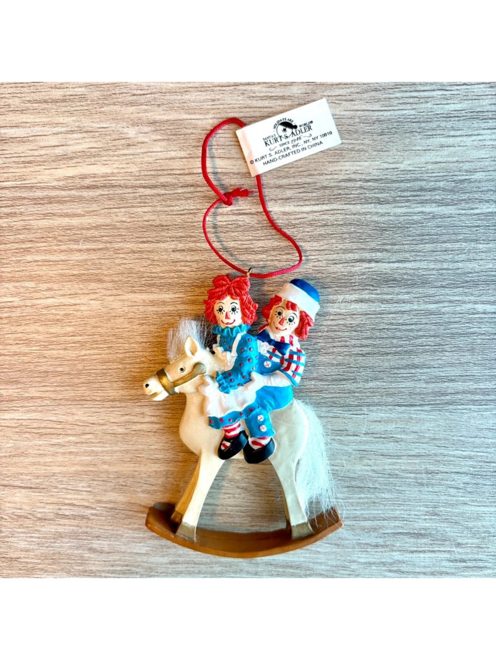 Vintage Kurt S. Adler Raggedy Ann & Andy Rocking Horse Christmas Ornament